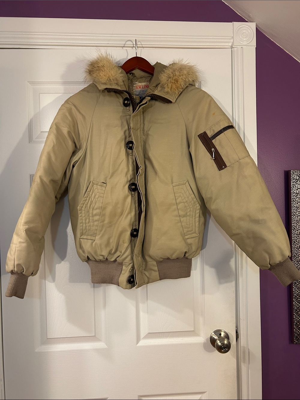 Vintage Down and Feather filled Heavyweight Hooded Winter Bomber Jacket
